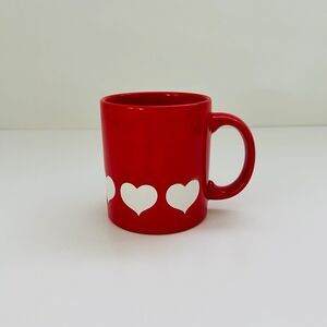 WAECHTERSBACH Earthenware Red Coffee Mug With White Hearts